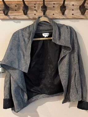 Helmut Lang Gray Suede Draped Open-Front Jacket
